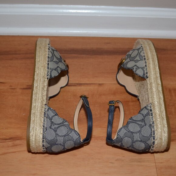 Coach Dillon Midnight Navy NEW w/box Jaquard Ankle strap Espadrilles - Picture 15 of 16
